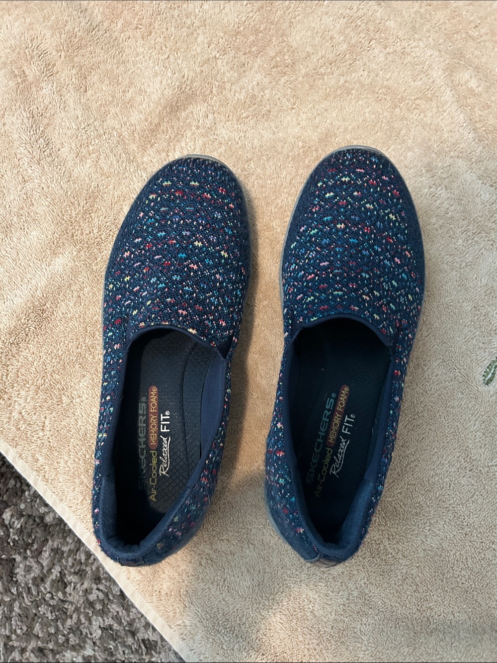 Navy Multi Slip-On Knit Flat Loafer - Picture 2 of 8